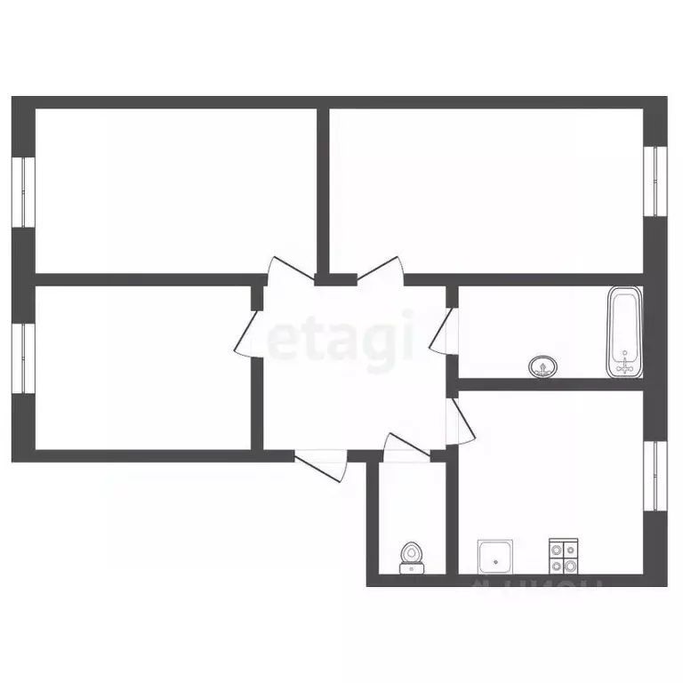 3-к кв. Тамбовская область, Тамбов ул. Мастерских, 11А (55.3 м) - Фото 2