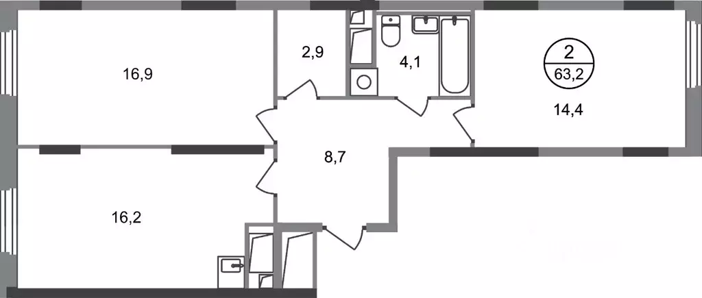 2-к кв. Москва Переделкино Ближнее мкр, 18-й кв-л,  (63.2 м) - Фото 0