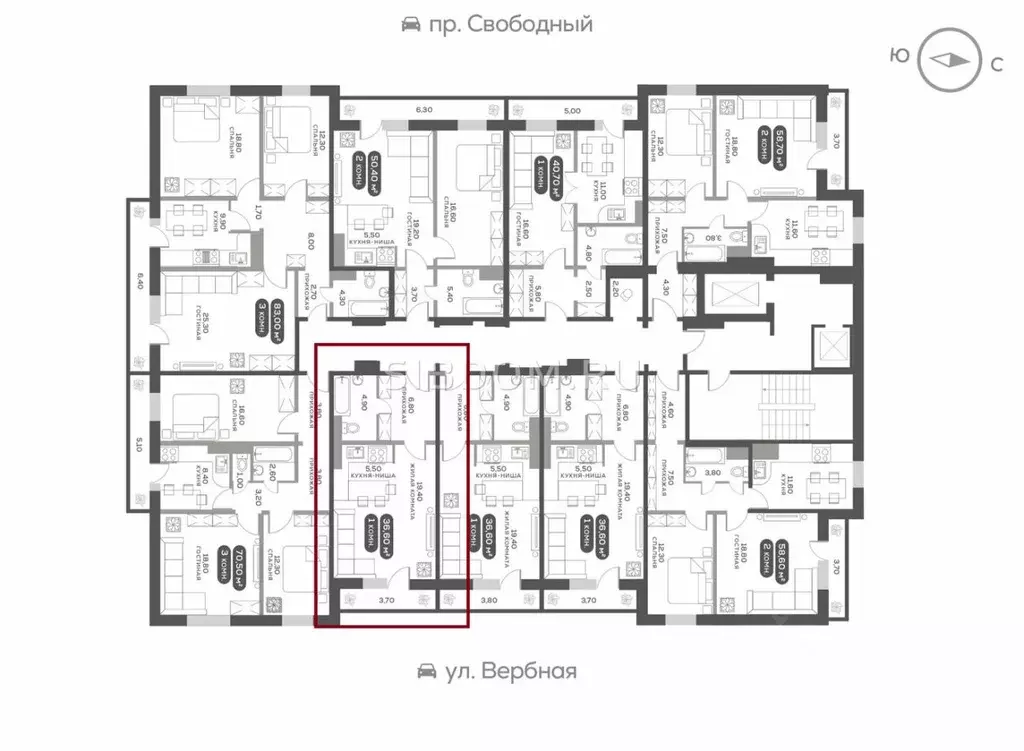 1-к кв. Красноярский край, Красноярск Вербная ул., 5 (36.0 м) - Фото 2