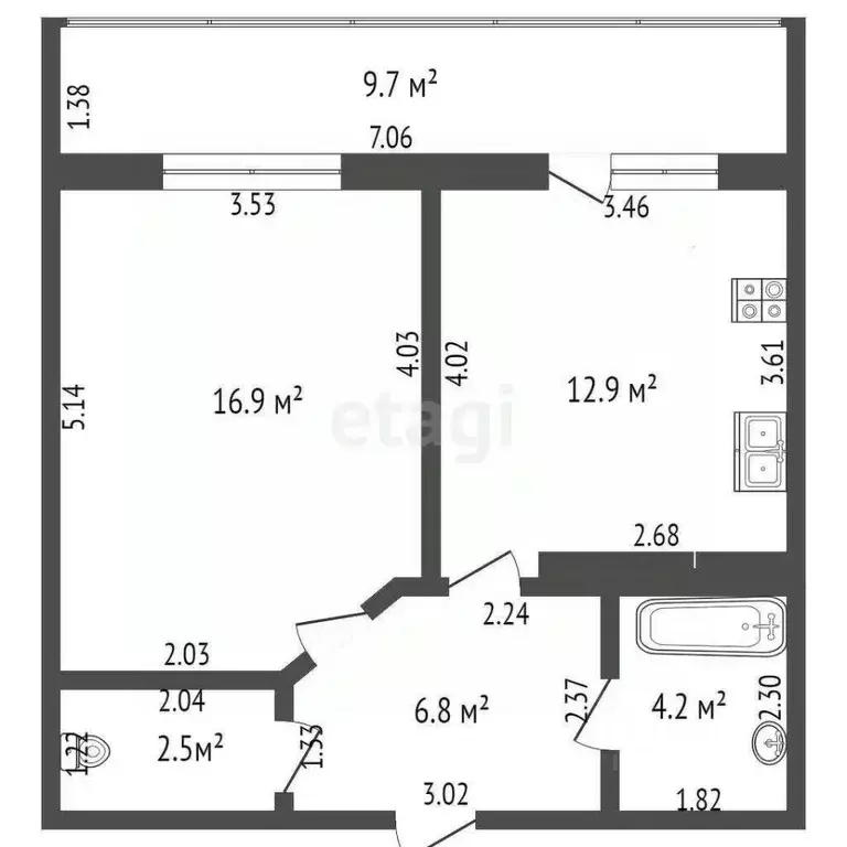 1-к кв. Орловская область, Орел ул. Максима Горького, 172 (43.3 м) - Фото 1