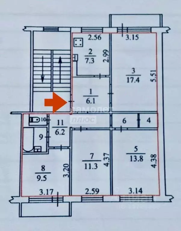 4-к кв. Ямало-Ненецкий АО, Ноябрьск Магистральная ул., 65 (78.3 м) - Фото 2