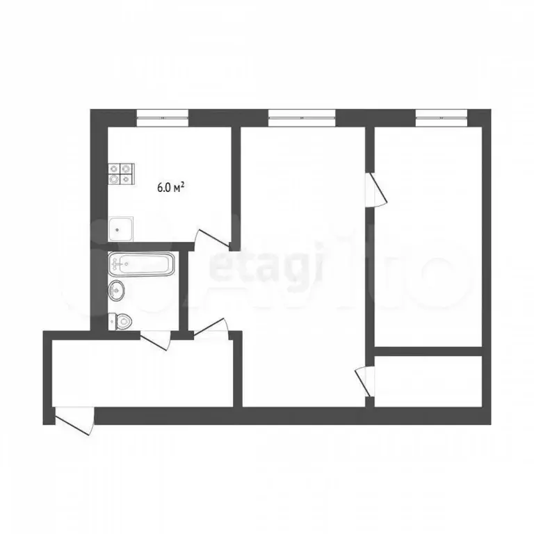 2-к. квартира, 41,9 м, 3/5 эт. - Фото 0