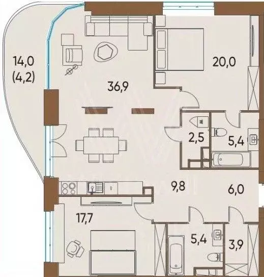 3-к кв. Москва ул. Нижние Мневники, 16к6 (121.8 м) - Фото 0