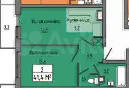 2-к. квартира, 42,4 м, 10/10 эт. - Фото 0