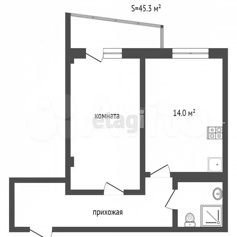 1-к. квартира, 40 м, 6/16 эт. - Фото 0