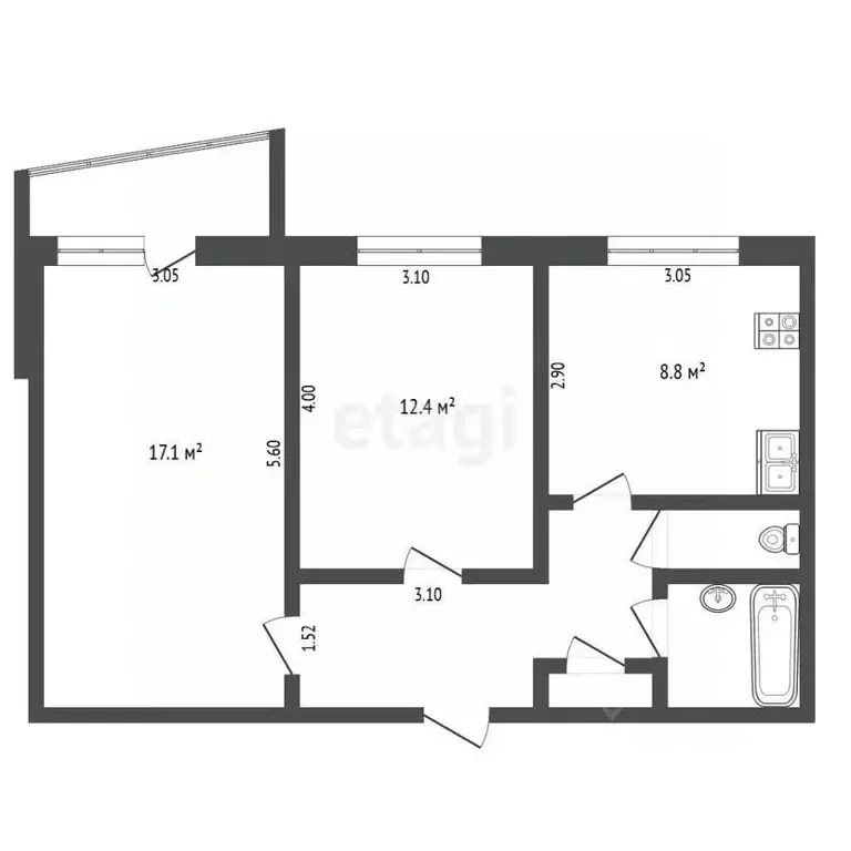 2-к кв. Тюменская область, Тюмень Транспортная ул., 108 (49.6 м) - Фото 2