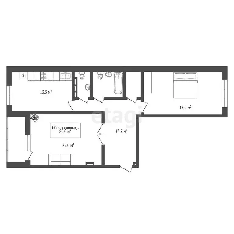 2-комнатная квартира: Новосибирск, улица Кирова, 27/3 (80 м) - Фото 0