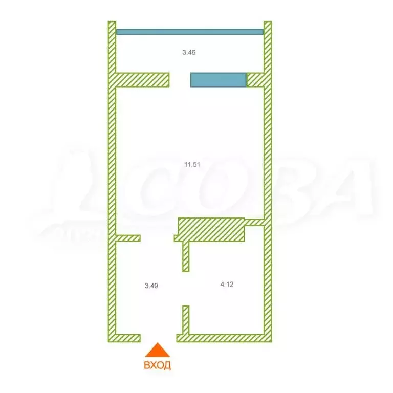 Квартира-студия: микрорайон Мелиораторов, улица Мелиораторов, 52 (25 ... - Фото 2