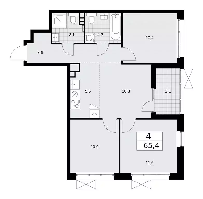 4-комнатная квартира: Москва, район Троицк, ул. Гренадерская (65.4 м) - Фото 1