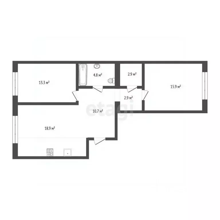 2-к кв. Тюменская область, Тюмень Новгородская ул., 20 (70.0 м) - Фото 0