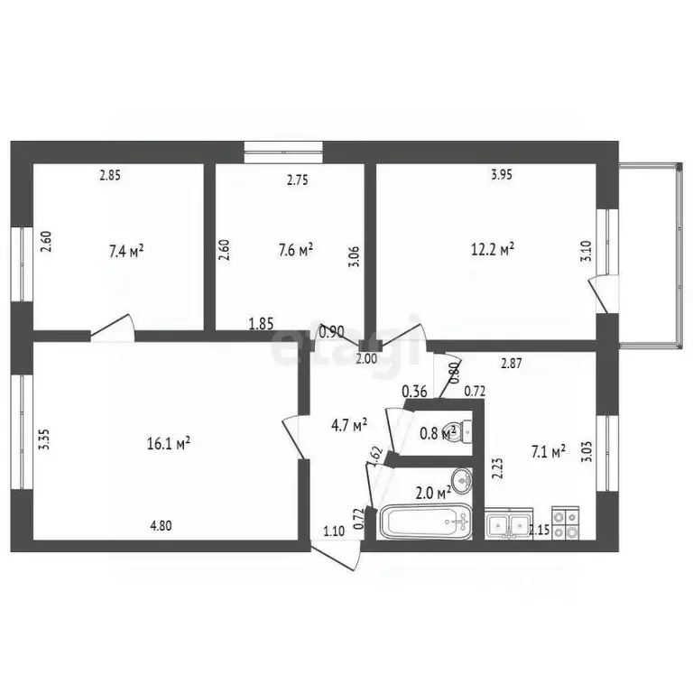 4-к кв. Мордовия, Рузаевка ул. Юрасова, 10 (57.9 м) - Фото 2