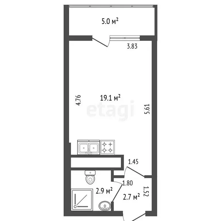 Квартира-студия: Санкт-Петербург, Туристская улица, 22 (24.7 м) - Фото 1
