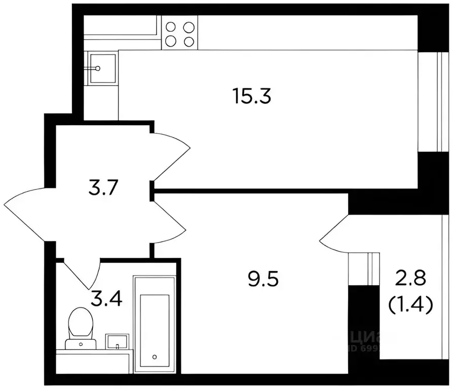 1-к кв. Московская область, Пушкино ул. Сретенская, 1к2 (35.0 м) - Фото 1