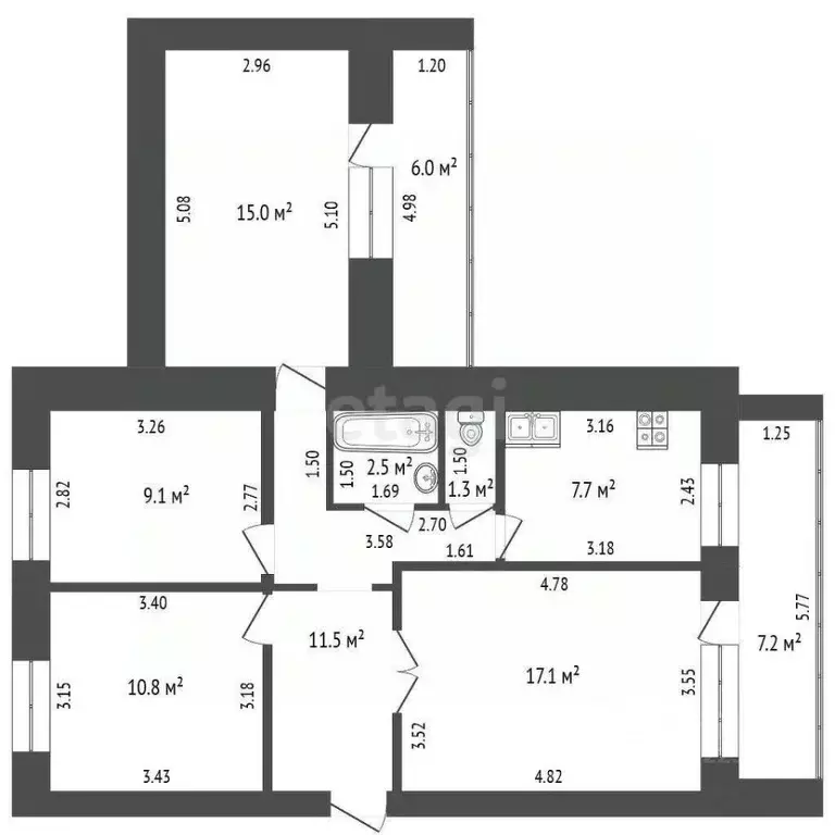 4-к кв. Башкортостан, Стерлитамак ул. Менделеева, 6 (75.0 м) - Фото 1