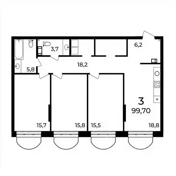 3-к кв. Нижегородская область, Нижний Новгород ул. Воровского, 8 (99.6 ... - Фото 1