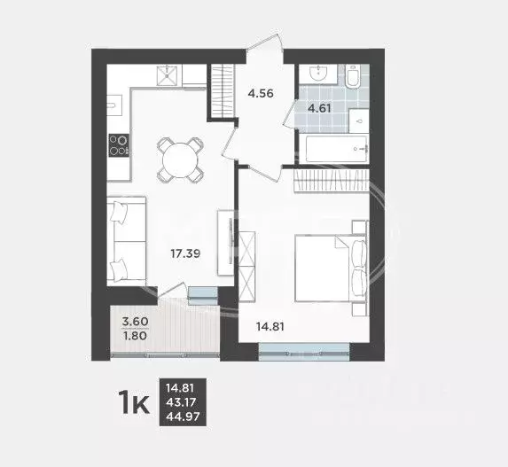 1-к кв. Калининградская область, Калининград Арсенальная ул., 31к1 ... - Фото 0