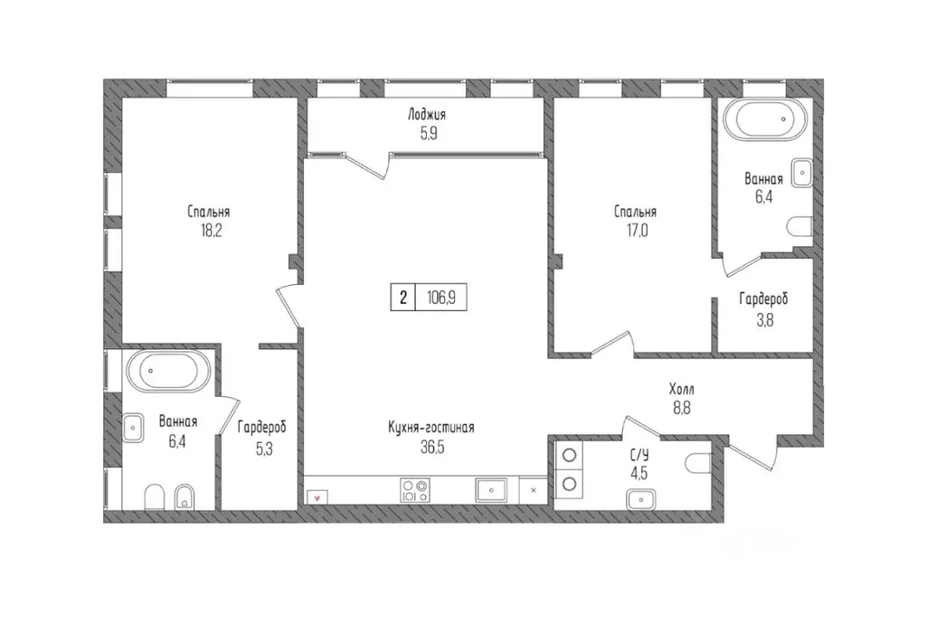 3-к кв. Калининградская область, Калининград ул. Энгельса, 18 (112.8 ... - Фото 2