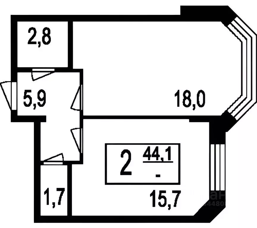 2-к кв. Московская область, Мытищи ул. Красная Слобода, 11 (45.0 м) - Фото 1