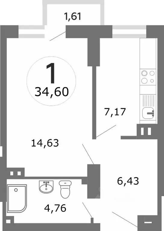 1-к кв. Ростовская область, Ростов-на-Дону ул. Мечникова, 37 (36.6 м) - Фото 1