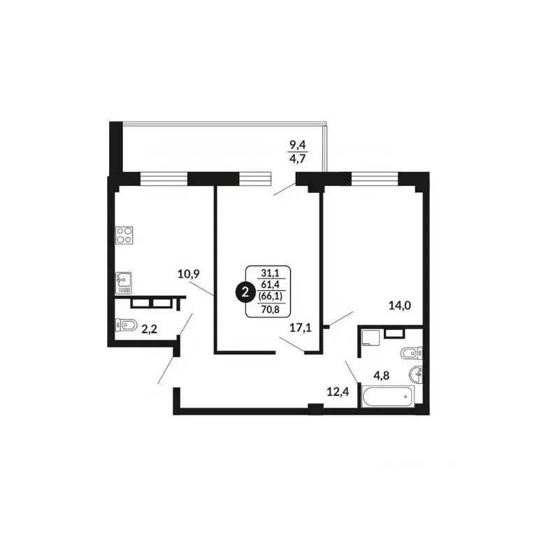 2-к кв. Кировская область, Киров ул. Воровского, 97 (66.1 м) - Фото 0