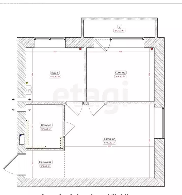 2-комнатная квартира: Узловая, улица Энгельса, 12А (32 м) - Фото 1