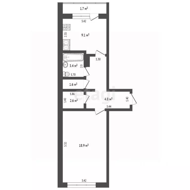 1-к кв. Мордовия, Саранск ул. Маринина, 19 (46.4 м) - Фото 2