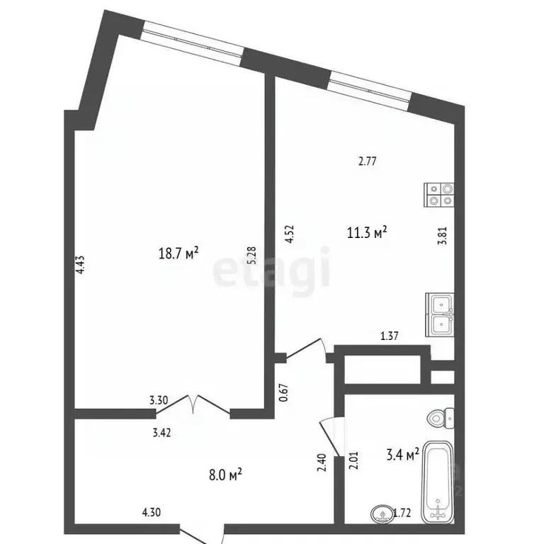 1-к кв. Башкортостан, Стерлитамак ул. Нахимова, 5 (41.4 м) - Фото 2