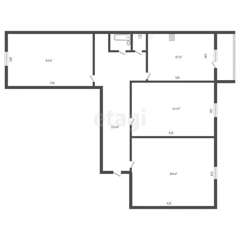 3-комнатная квартира: Благовещенск, улица Мухина, 31 (66.1 м) - Фото 0