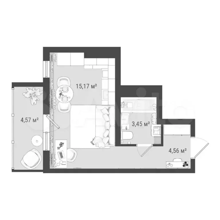 Квартира-студия, 28 м, 1/16 эт. - Фото 0