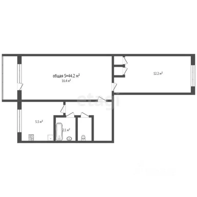 2-к кв. Кемеровская область, Кемерово бул. Строителей, 27Б (47.2 м) - Фото 2