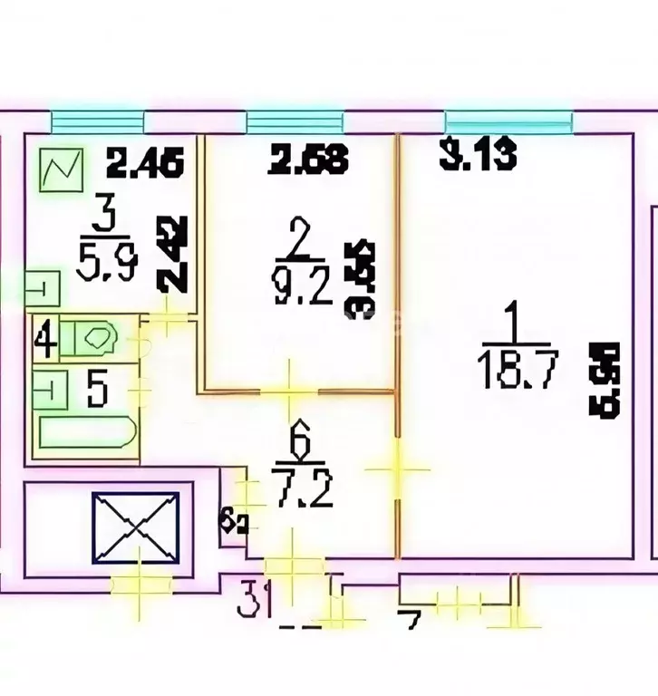 2-к кв. Москва Подольская ул., 9 (44.3 м) - Фото 2