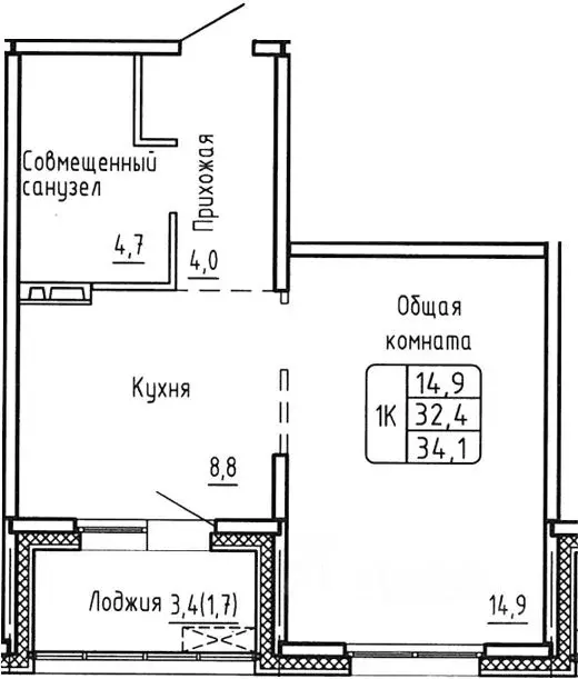 1-к кв. Новосибирская область, Новосибирск  (32.4 м) - Фото 0