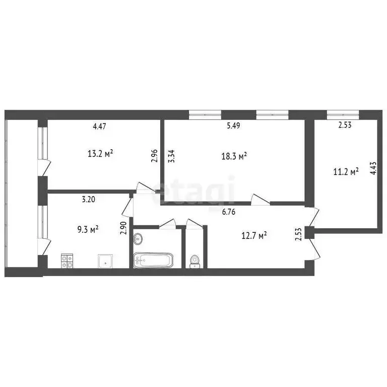 3-комнатная квартира: село Веселая Лопань, Кооперативная улица, 75 ... - Фото 1
