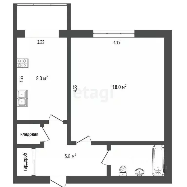 1-к кв. Ямало-Ненецкий АО, Новый Уренгой Восточный мкр, 4/6 (37.5 м) - Фото 2