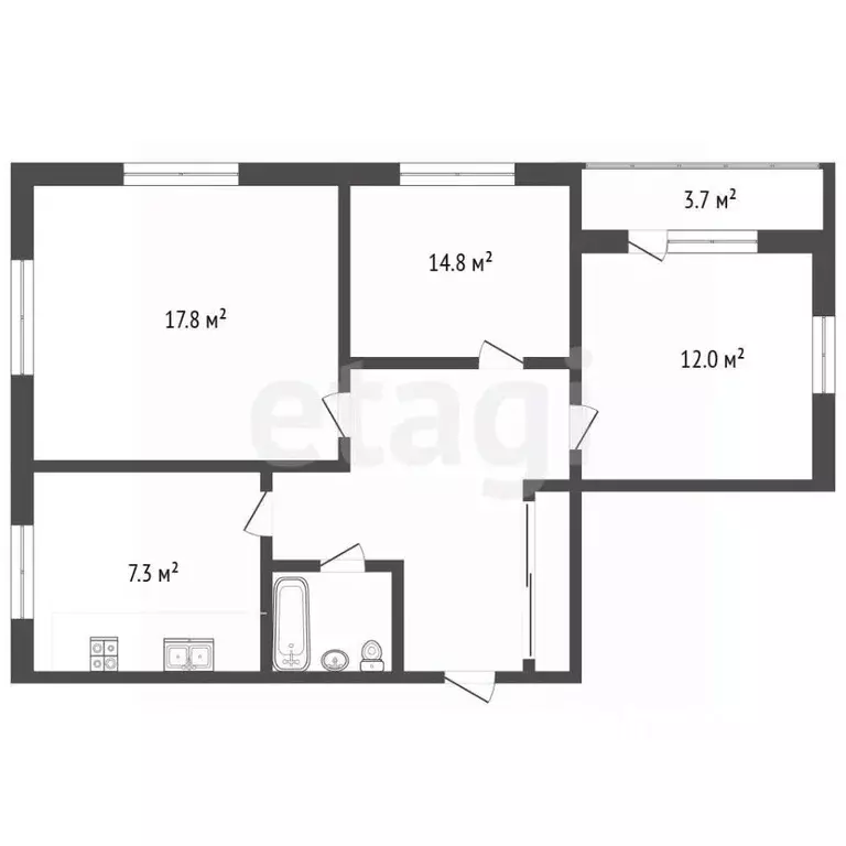 3-к кв. Московская область, Дмитров ДЗФС мкр, 19 (67.2 м) - Фото 2