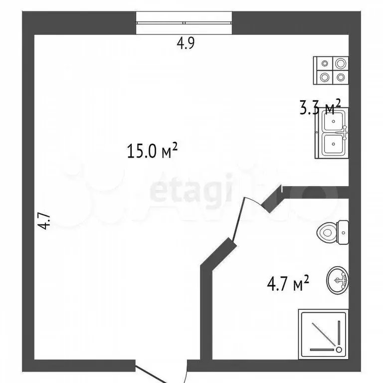 Квартира-студия, 23 м, 1/3 эт. - Фото 0
