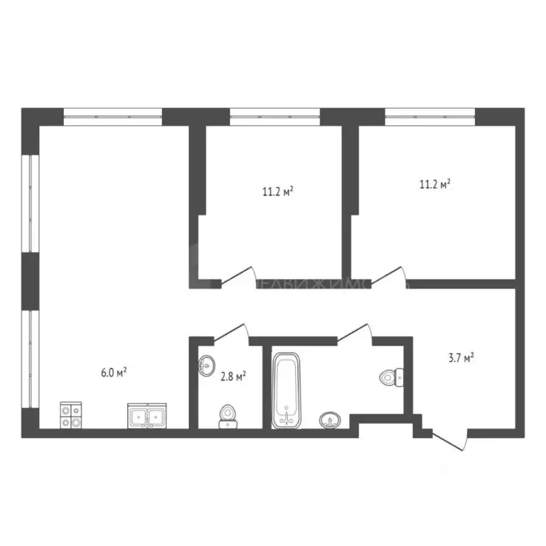 2-к кв. Тюменская область, Тюмень ул. Тимирязева, 8к1 (62.5 м) - Фото 2