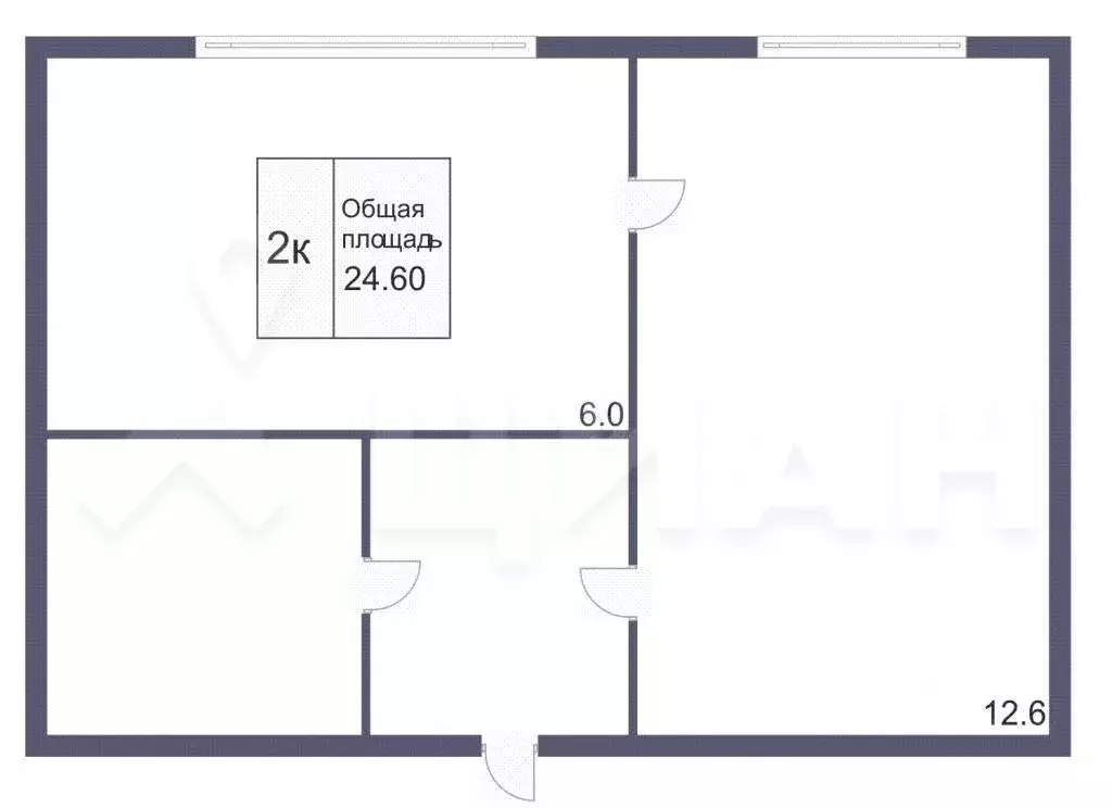 2-к кв. Томская область, Томск Промышленный пер., 9 (24.0 м) - Фото 2