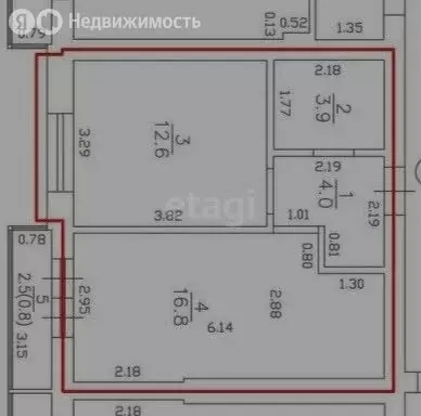1-комнатная квартира: Калининград, улица Юрия Гагарина, 171В (38 м) - Фото 1
