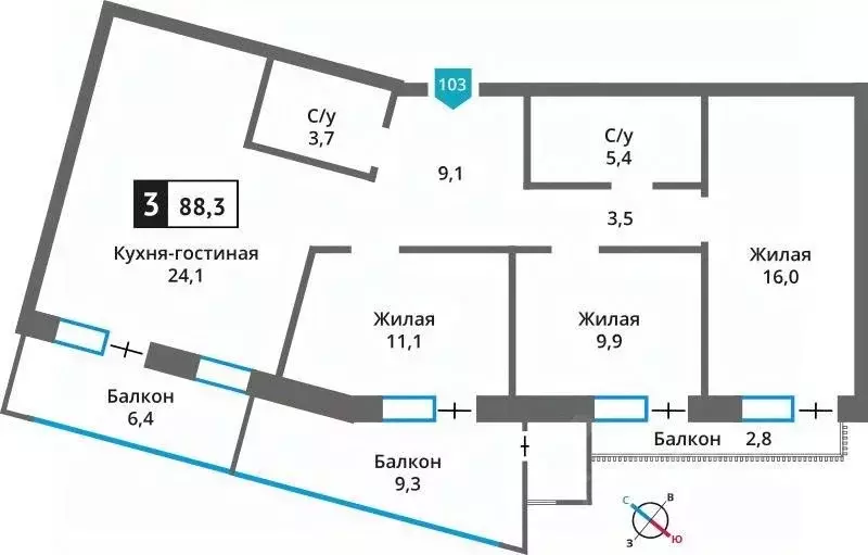 3-к кв. Московская область, Красногорск городской округ, д. Марьино ... - Фото 0