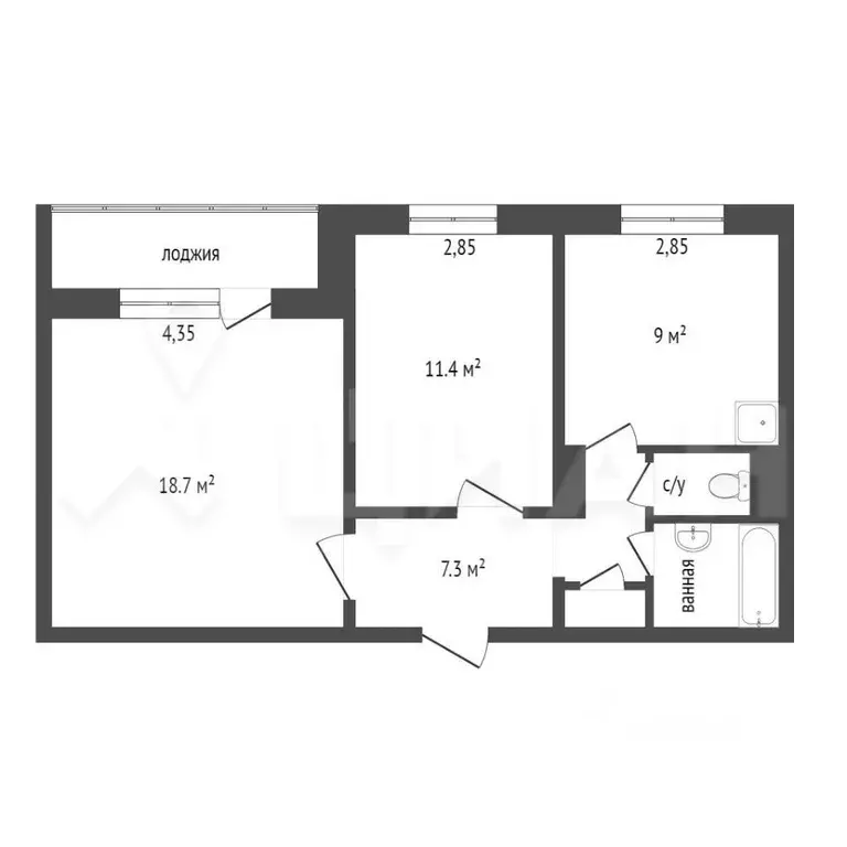 2-к кв. Свердловская область, Нижний Тагил ул. Ермака, 40 (51.4 м) - Фото 1