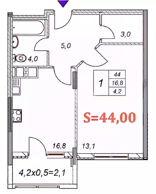 1-к кв. Краснодарский край, Анапа Таманская ул., 121к15 (46.1 м) - Фото 1