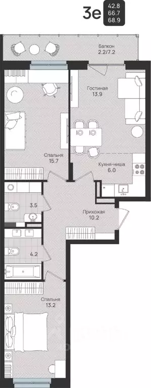 3-к кв. Пермский край, Пермь ул. Космонавта Беляева, 210 (68.9 м) - Фото 1