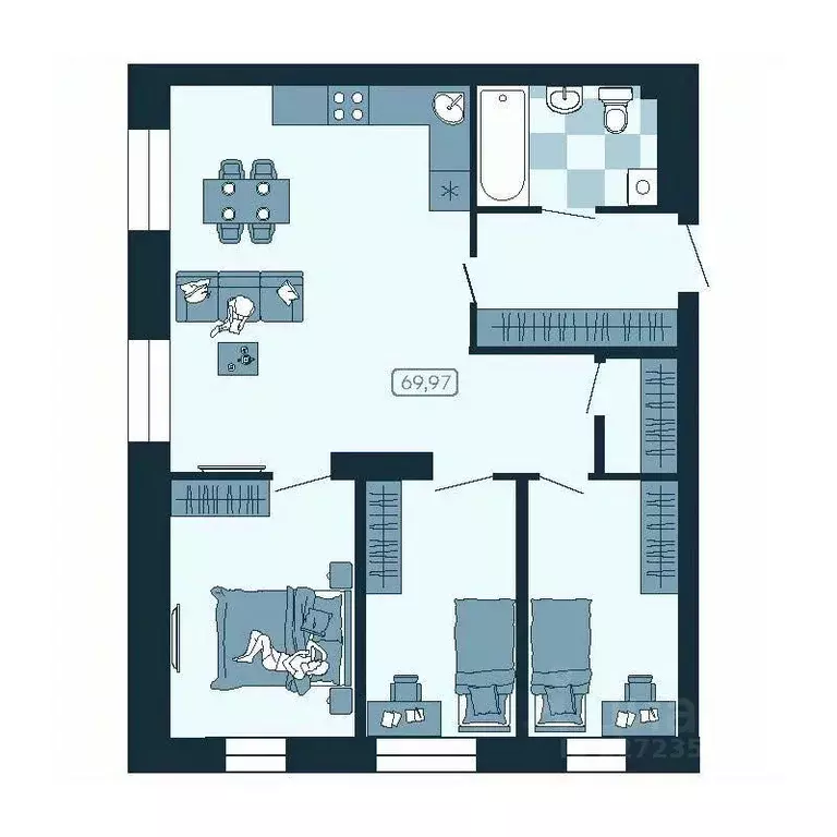 4-к кв. Приморский край, Владивосток ул. Борисенко (69.97 м) - Фото 0