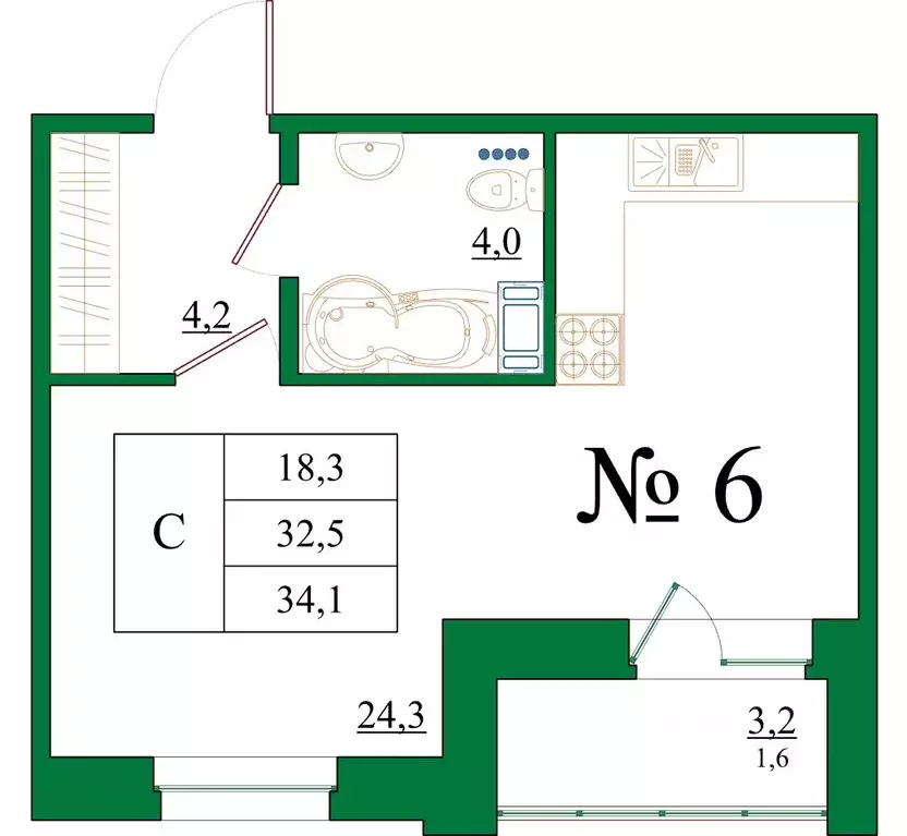 Студия Ленинградская область, Гатчина Красносельское ш., 4Ак1 (34.1 м) - Фото 1