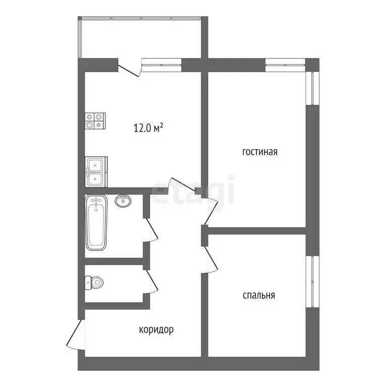2-комнатная квартира: Сыктывкар, Интернациональная улица, 215 (50.1 м) - Фото 0