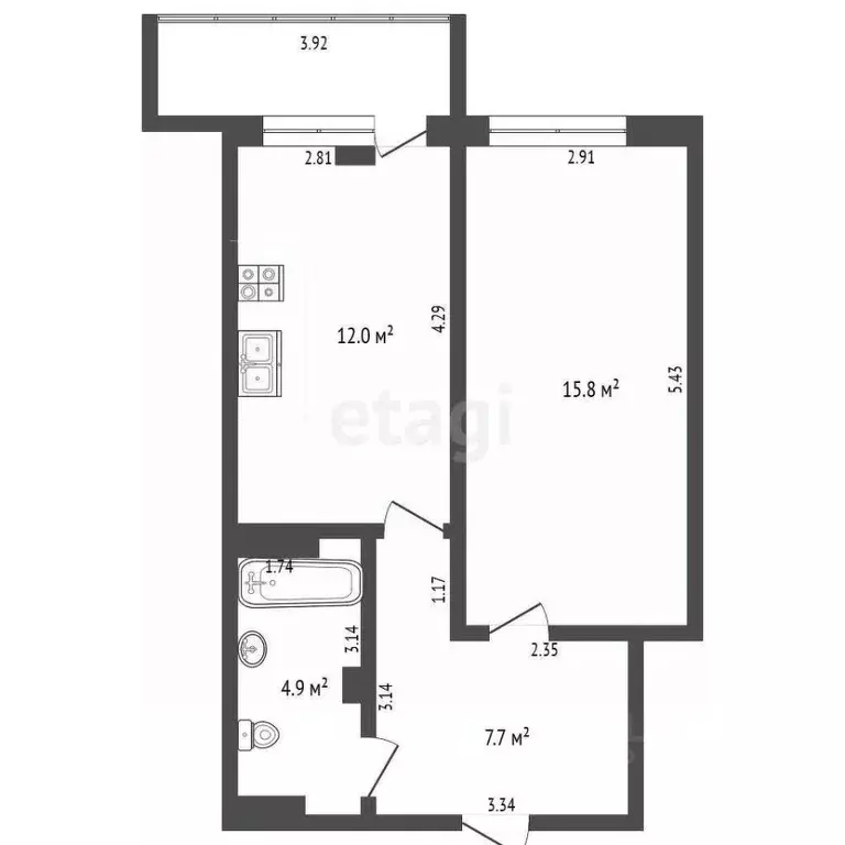 1-к кв. Ульяновская область, Ульяновск ул. Ульяны Громовой, 5А (40.4 ... - Фото 2