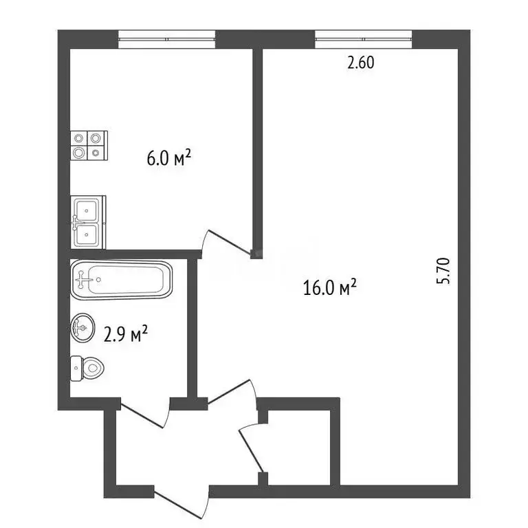 1-комнатная квартира: Нальчик, улица Мусукаева, 4 (27.9 м) - Фото 1