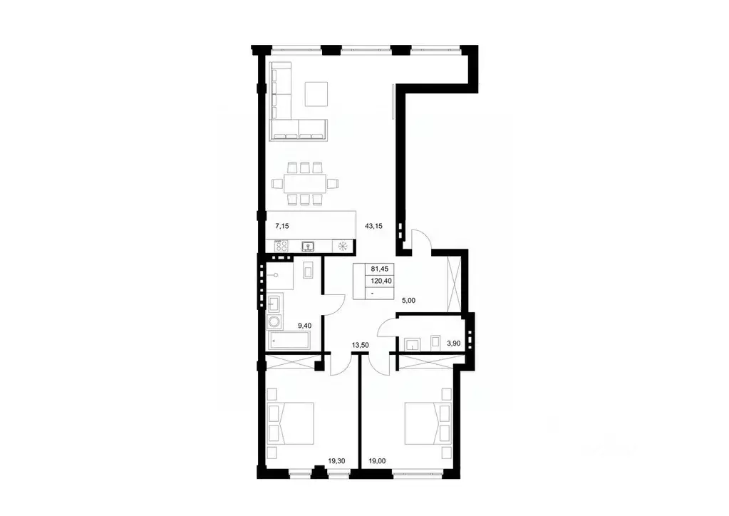 3-к кв. Томская область, Томск ул. Карташова, 13А (120.4 м) - Фото 1