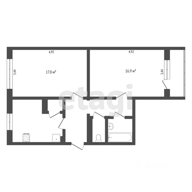 2-к кв. Ханты-Мансийский АО, Когалым Бакинская ул., 47 (54.5 м) - Фото 1